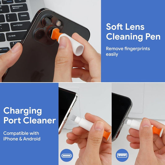 iPhone Cleaning Kit 12 in 1, Airpods Cleaning Kit, Laptop Cleaner Set, iPad/Phone Charging Port Cleaner Repair & Restore Tool, Multi Tool Set for USB C Port/Lightning Cables, White