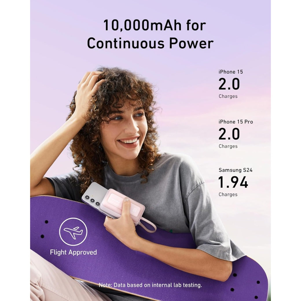 Power Bank, 10,000mAh 30W High-Speed Portable Charger with Built-In USB-C Cable, Fast Charging Battery Pack for iPhone 17/17 Air/17 Pro/17 Pro Max/16/15 Series, Galaxy, iPad, and More
