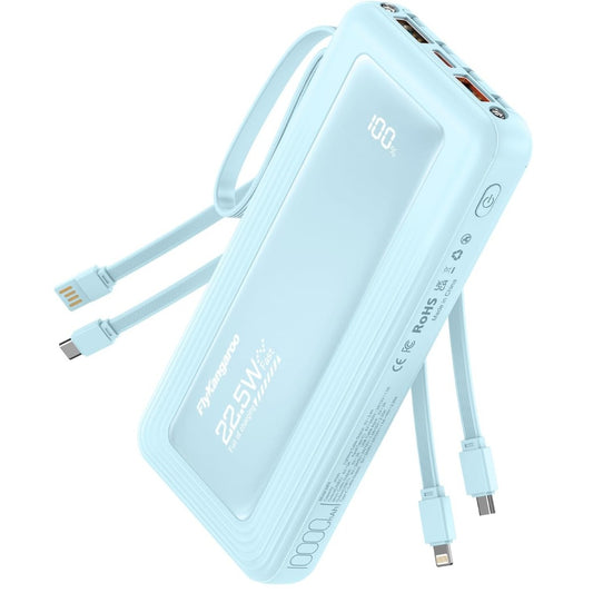 Power Bank Built-in Cable, Slim 10000mAh Fast Charging Portable Charger with Flashlight & 6 Outputs,USB C External Battery Pack for iPhone 16 15 14 Android and More