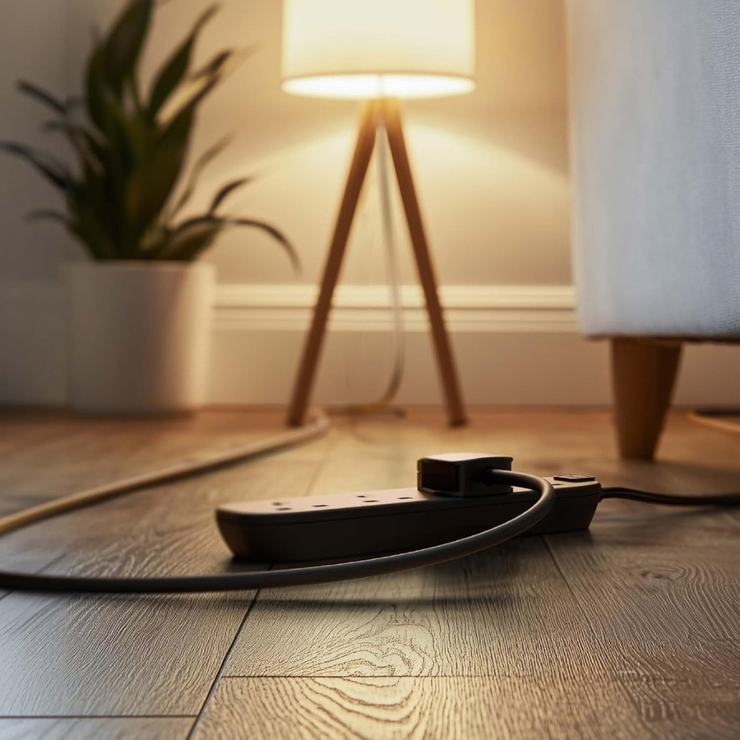 Masterplug Four Socket Extension Lead, 2 Metre Cable, Unswitched, 4-Way Plug Extension Cable, Power Strip, Basic Power, Black, 13A, 4G, 2m, BFG210NB