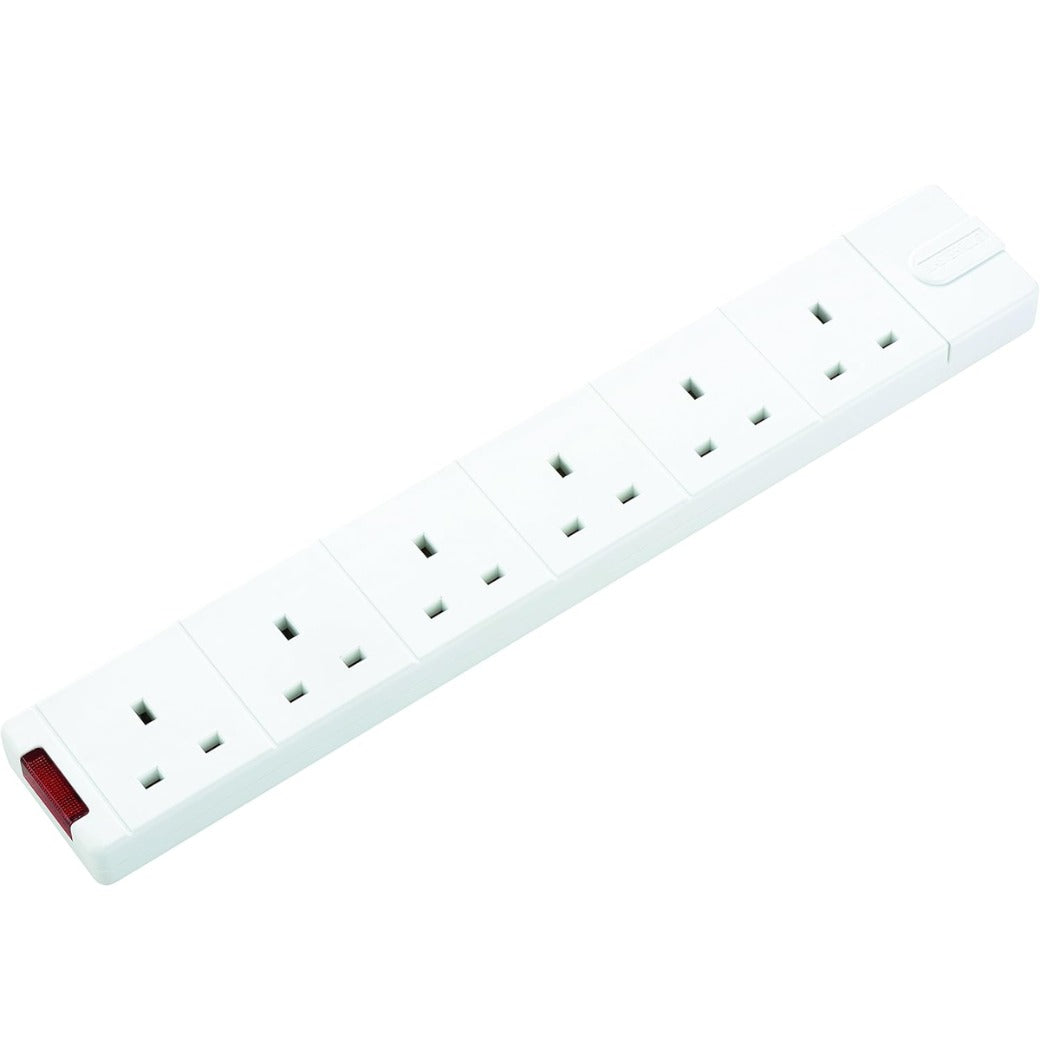 SXG-MP Permaplug Range Six Socket Trailing Socket with Power Indicator, without Plug and Cable, 13 Amp, White