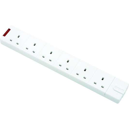 SXG-MP Permaplug Range Six Socket Trailing Socket with Power Indicator, without Plug and Cable, 13 Amp, White