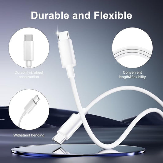 USB C to USB C Charger Cable iPhone Charger Cable 15/16 Fast Charging Lead, Type C Charging Wire for iPhone16/16 Pro/15/15 Plus/15 Pro/15 Pro Max, iPad Pro/Air/Mini,Mac (2Pack 2M)