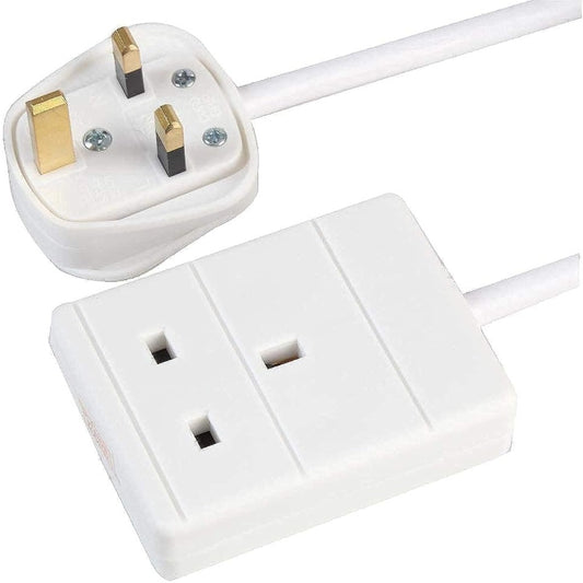 1 Gang Extension Lead 0.5M | White Power Cable | Compact Electric Extension Cord