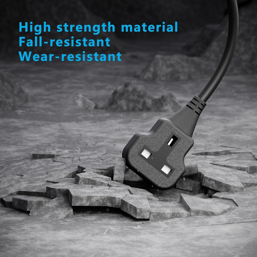 Plug Splitter Extension Cord 2 Plug Extension Lead 10m Power Cable 13 Amp Heavy Duty Electrical Socket Black For Garden