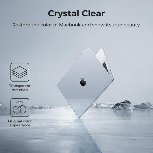 Compatible with MacBook Air 13 inch Case M4 M3 M2 2025 2024 2022 Mac Book Air 13.6" Transparent Hard Shell for Model A3240 A3113 A2681 with Touch ID, Plastic Cover Smooth Skin - Crystal Clea