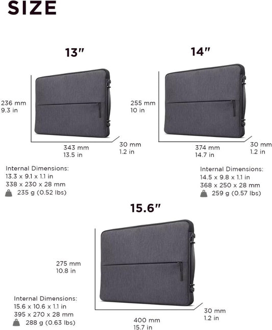 Lenovo Laptop Urban Sleeve Case | Up to 14 inch | Water Repellent | Grey