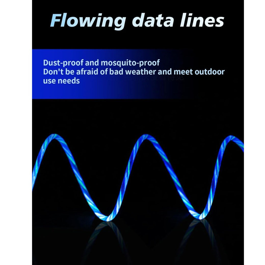 3In1 2M/6.6Ft Light up USB C Charger Cable, Type C Long Cable 3A Fast Charging Data Transfer Android Auto USB A to C for iPhone Pro Max iPad Series Samsung Galaxy S20/S10/S23 Huawei Pixel Switch Blue