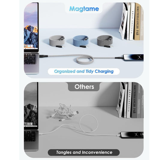 Magnetic Coiled iPhone Cord, 1M MFi Certified Lightning Cable Fast Charging