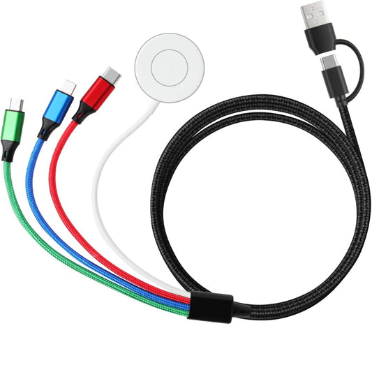 Multi Charger Cable for Apple Watch Charger/iPhone Charger, 4 in 2 Travel Essentials Cord for iWatch Ultra SE 11-1, iPhone 17-13, Android Phone,