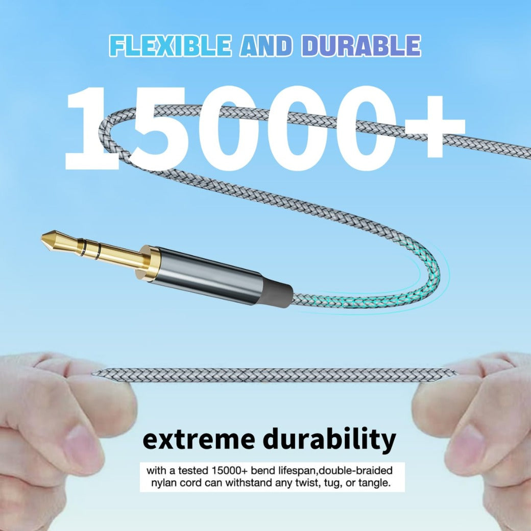 3.5mm to 3.5mm Aux Cable,1.2M Audio Aux Jack Adapter 90 Degree Nylon Braided Male to Male Auxiliary Cord Hi-Fi Lead Stereo Headphone Mini TRS Compatible with Car
