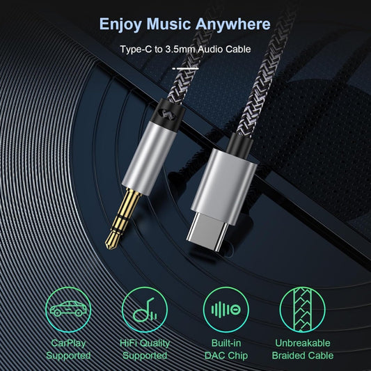 Aux Cable for iPhone in Car,1M USB Type C to 3.5mm Audio Aux Jack Cable,Car Stereo Cord Headphone Adapter for iPhone 17 16 15 Pro,Samsung Galaxy S25 S24 S23 S22 A16 A35 A55 Note 20,Pixel 9/8