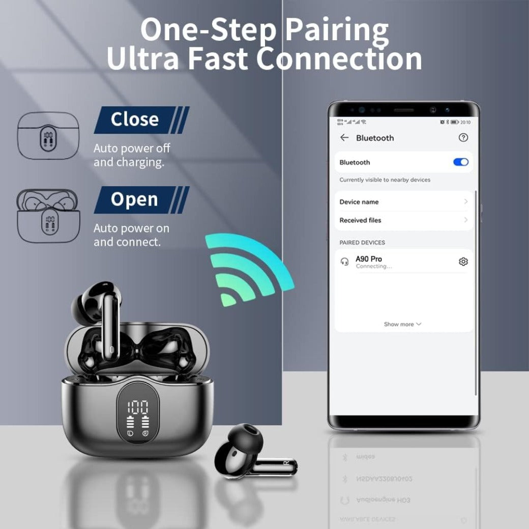 Wireless Earbuds, Bluetooth 5.3 Headphones In Ear with 4 ENC Noise Cancelling Mic, Btootos New Bluetooth Earbuds Mini Deep Bass Stereo Sound