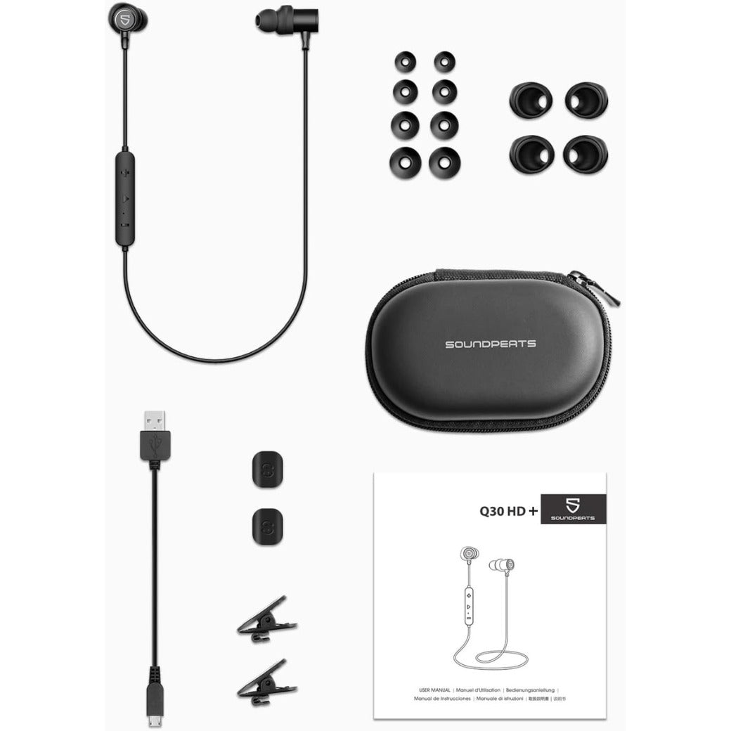 SoundPEATS Bluetooth Earphones with Mic, Q30 HD Dual 5.0 Wireless Earbuds Magnetic IPX6 Running Headphones