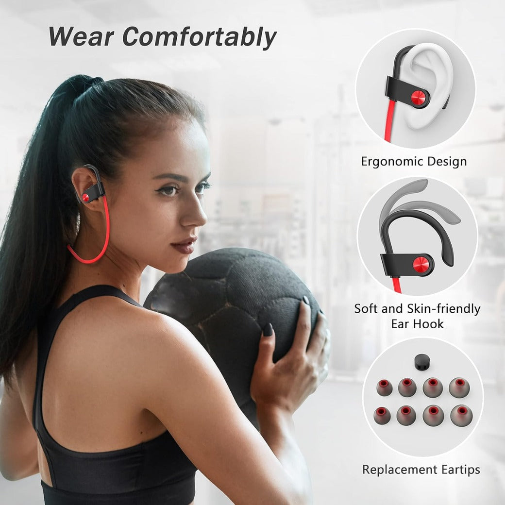 Bluetooth Headphones, Running Headphones Wireless Earbuds with Bluetooth 5.3 Chip IPX7 Waterproof Sport Earphones In-Ear 15 Hours Battery Sound Isolation Headsets for Gym/Outdoor/Sports/Workout/Yoga