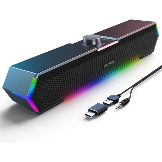 LENRUE G11 PC Speakers for Desktop, Touch Lights Computer Speakers with Surge Clear Sound, USB C/USB Powered for Computer Desktop PC Laptop Monitor