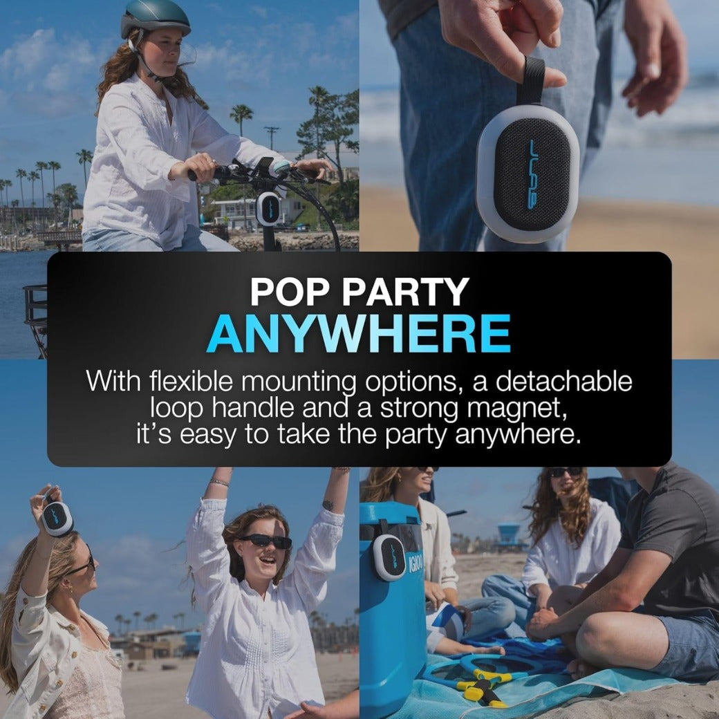 Pop Party Ultra-Portable Small Bluetooth Speaker with 8H+ Playtime - 5W Wireless Outdoor Travel Speaker with RGB Lights & Bold Audio, IP55 Water Resistant Mini Speakers