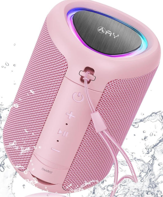 AY Portable Bluetooth Speaker with Lights, Powerful Crystal Clear Sound, IPX5 Waterproof, All Day Playtime, AUX&TF-Card Input, Bluetooth 5.3