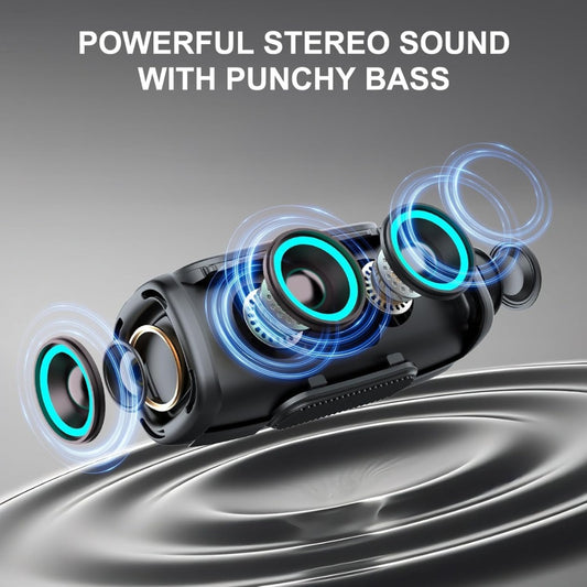 Bluetooth Speaker, 6000mah Portable Speaker with 36 Hour Playtime, Speakers Wireless Bluetooth 5.4 with Louder Volume & Enhanced Bass, Stereo Sound , Built-In Mic, Led Light for Outdoor/Party/Gifts