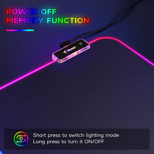 RGB Gaming Mouse Mat Pad, Large Thick (800×300×4mm) XXXL Extended Led Mousepad with Non-Slip Rubber Base, Soft Computer Keyboard Mice Mat for Macbook, PC, Laptop, Desk - Black