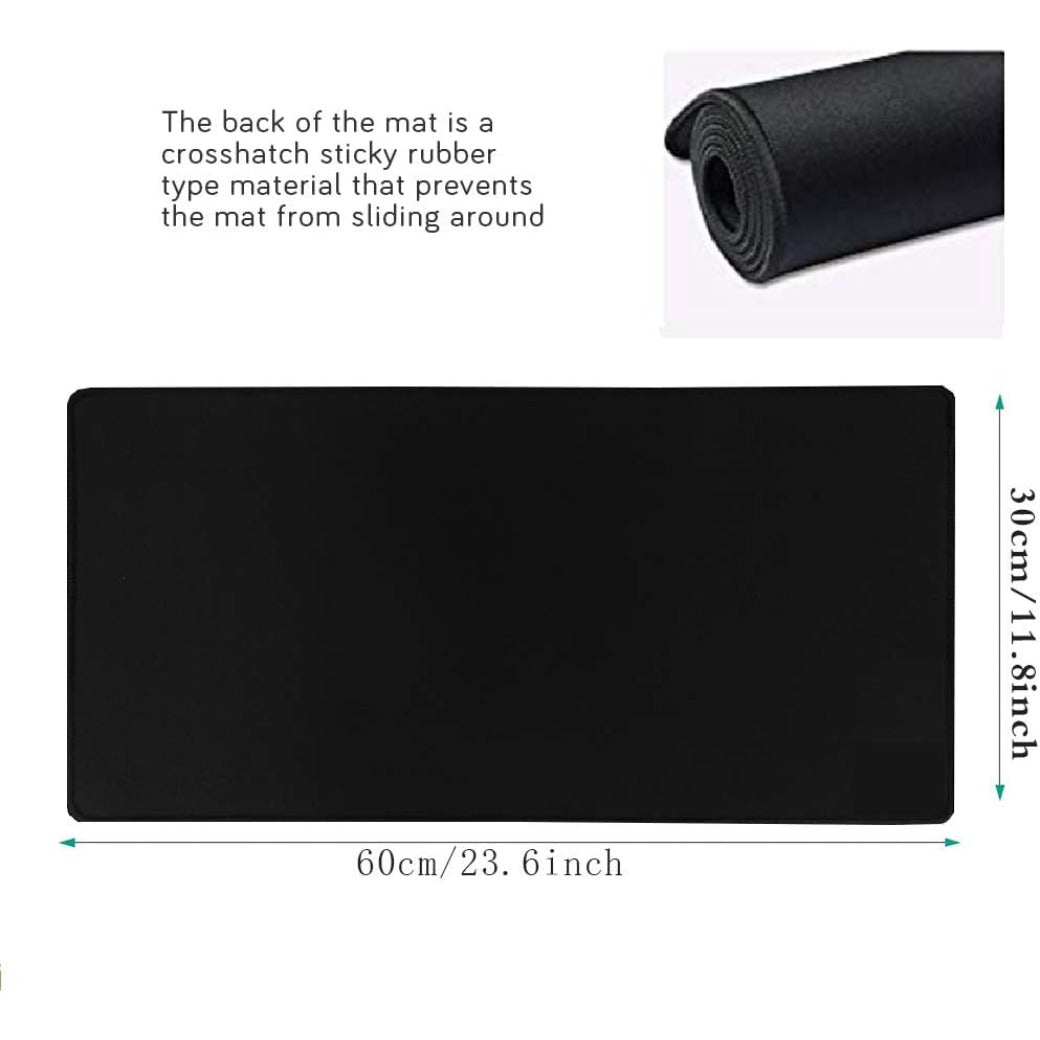 Mouse mat/Large Mouse Pad 600x300x3 mm | XL Mousepad | Desk mat/Gaming Mouse pad | Improved Precision and Speed | Rubber Base for Stable Grip on Smooth Surfaces | Table pad(60x30 Black)