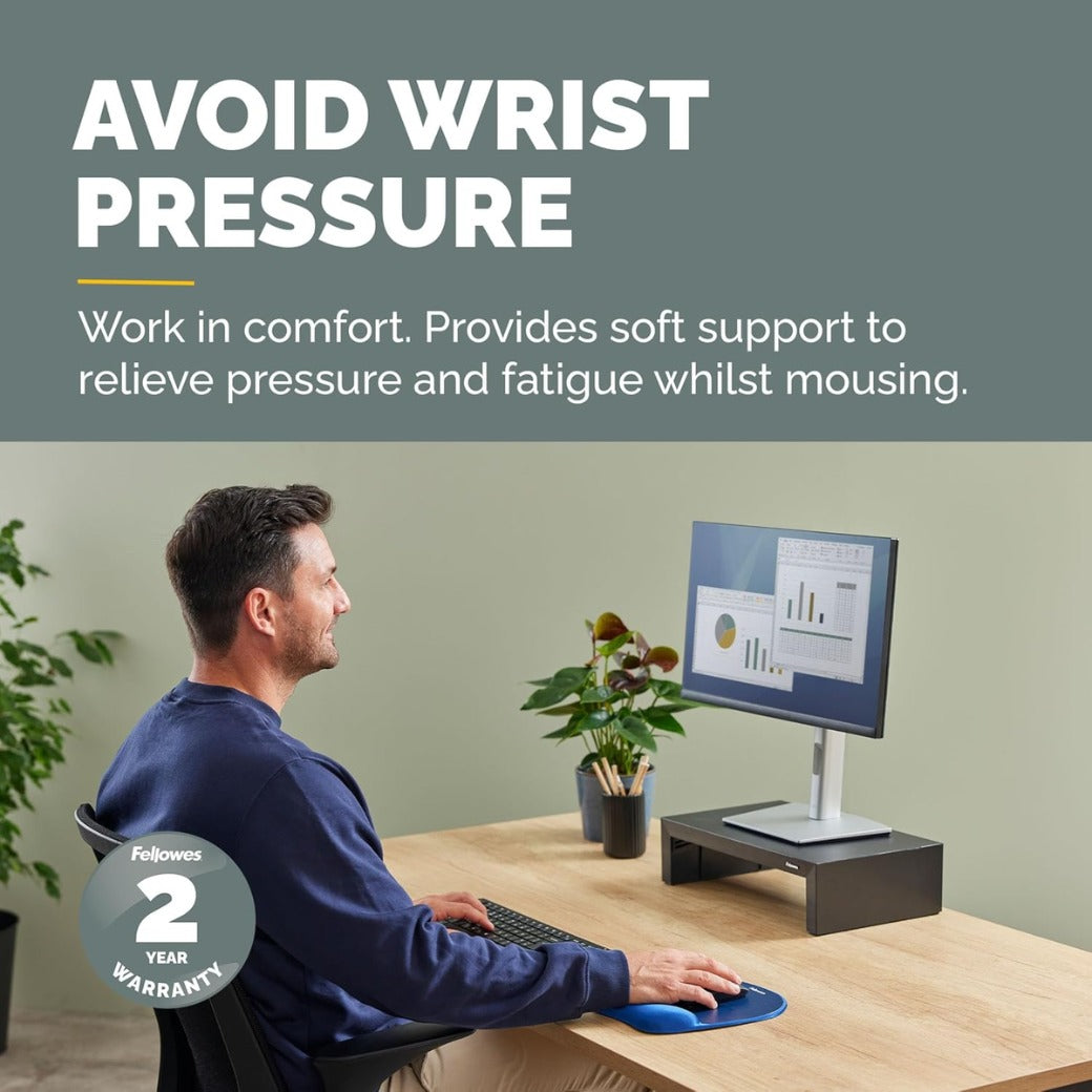 Fellowes Everyday Mousepad with Wrist Support - Ergonomic Mousepad for Computer Laptop - Blue