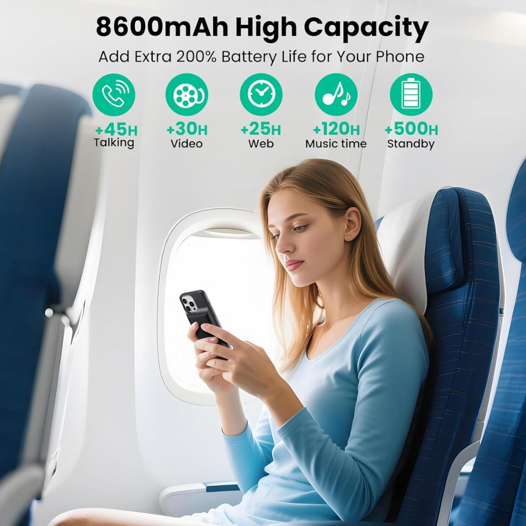 Battery Case for iPhone 16 Pro Max,Powerful 8600mah Portable Extended Battery Charger Cover for iPhone 16 Pro Max Charging Case(6.9 Inch)-Black