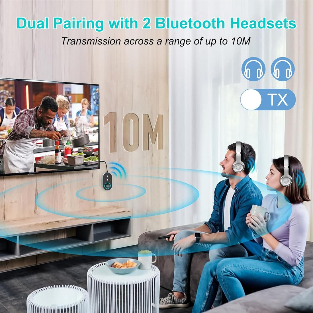 Bluetooth 5.3 Transmitter Receiver, 2 in 1 Wireless Aux Bluetooth Adapter, 3.5mm Airplane B-luetooth Adapter Compatible with 2 AirPods & Wireless Headphones, for TV
