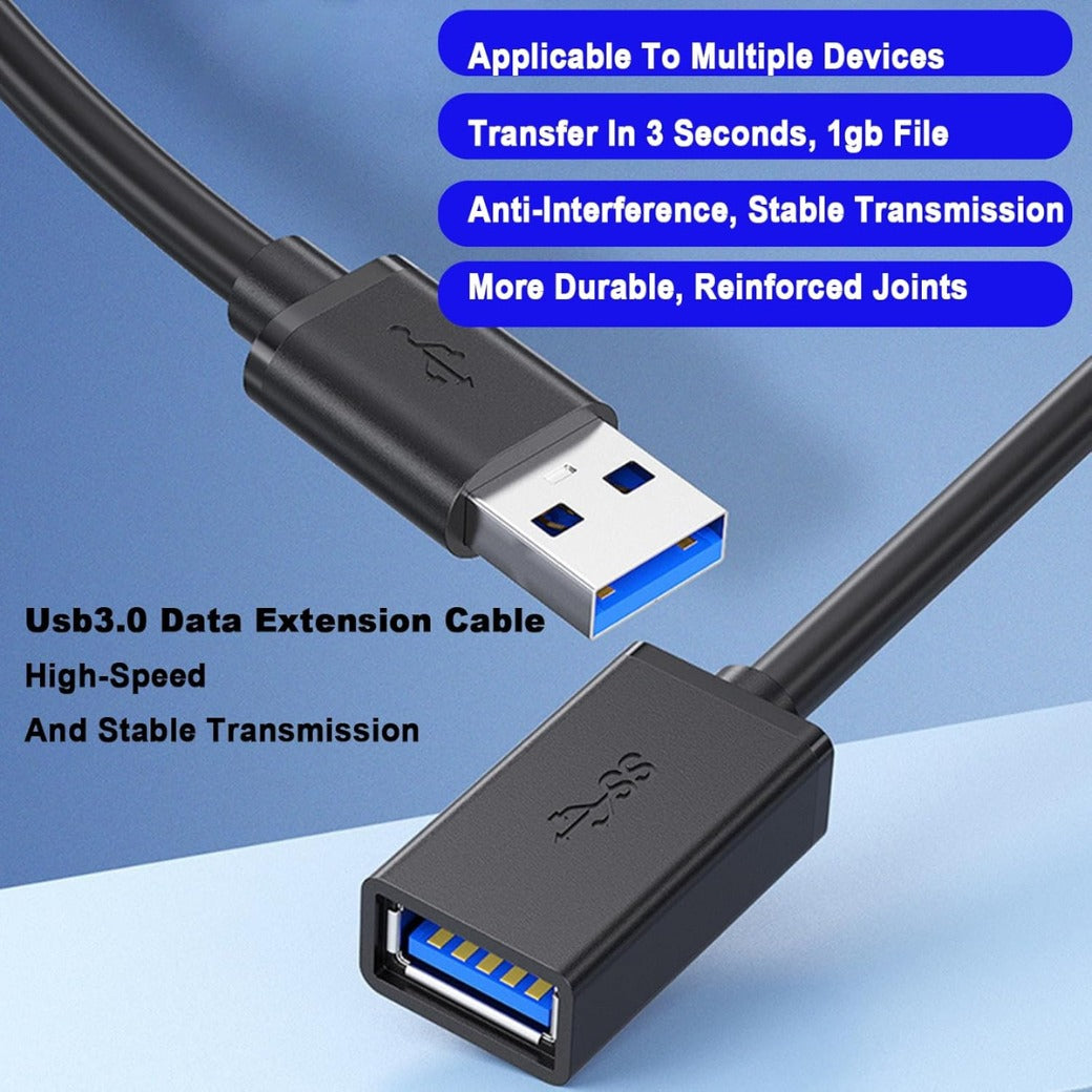 2M USB 3.0 Type A Male to Female, Usb Extension Lead,5Gbps High Speed Data Transfer,Compatible with USB Disk, Keyboard, Mouse,Hard Drive, Printer, Scanner (2M)