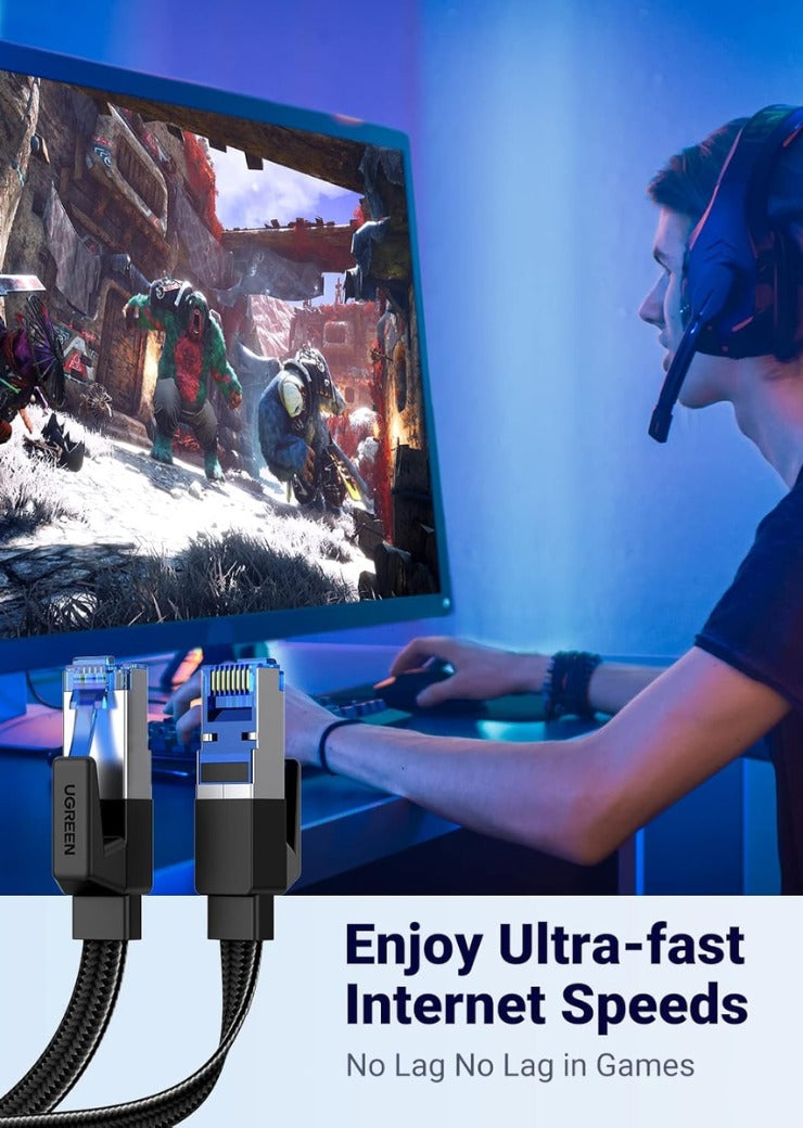 Ethernet Cable 5M, Cat 8 Internet Cable Flat High-Speed 40Gbps 2000Mhz Network Cable, Gigabit Braided RJ45 LAN Cable Patch Cord Compatible for PC/Laptop, PS5, Xbox, Modem, Router, Switch, TV
