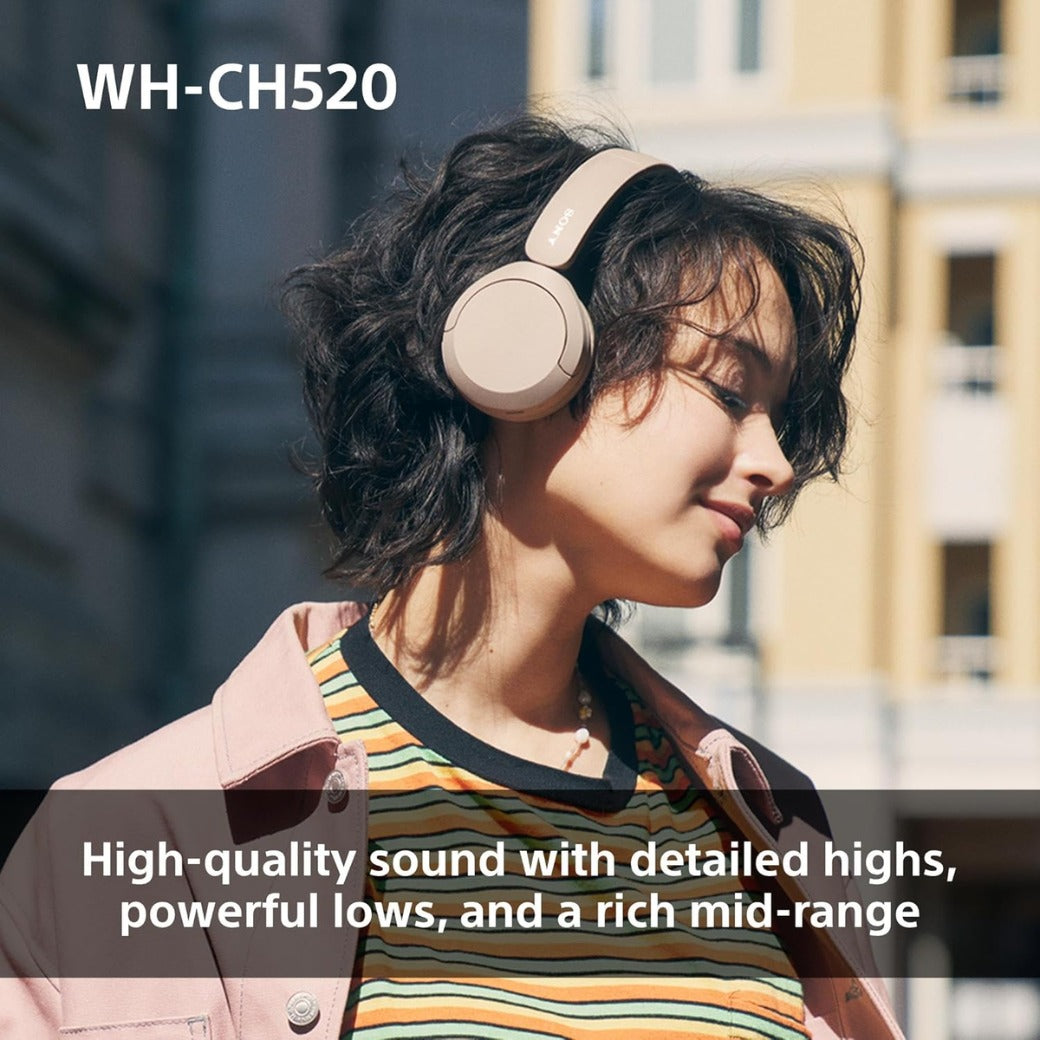 Sony WH-CH520 Wireless Bluetooth On-Ear Headphones, Sound, Lightweight Design, Up to 50hr Battery Life, Quick Charge, EQ, Clear Call Quality, iOS & Android - Pink
