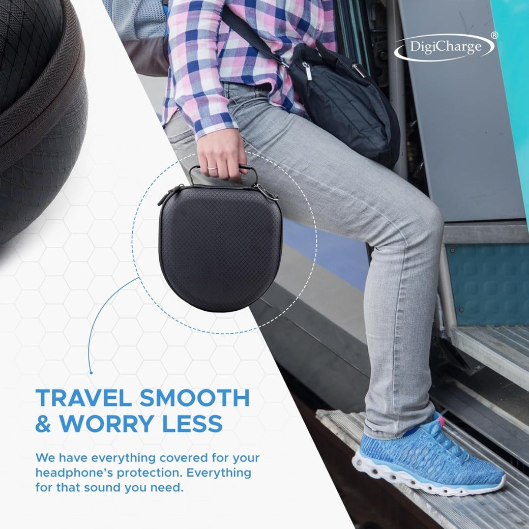 Digicharge Carry Case for Sony WH-CH520 / WH-CH510 / MDR-ZX110, JBL Tune 520BT / 510BT Headphones Wireless Bluetooth Flat Folding On-Ear, Protective Cover Travel Storage Bag