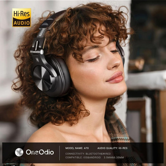 OneOdio A70 Bluetooth Headphones Over Ear, 72 Hrs Playtime, Monitor Level Stereo Sound Quality, Foldable Wireless&Wired DJ Headphone, Professional Studio Headphones for DJ/TV/PC/Phone