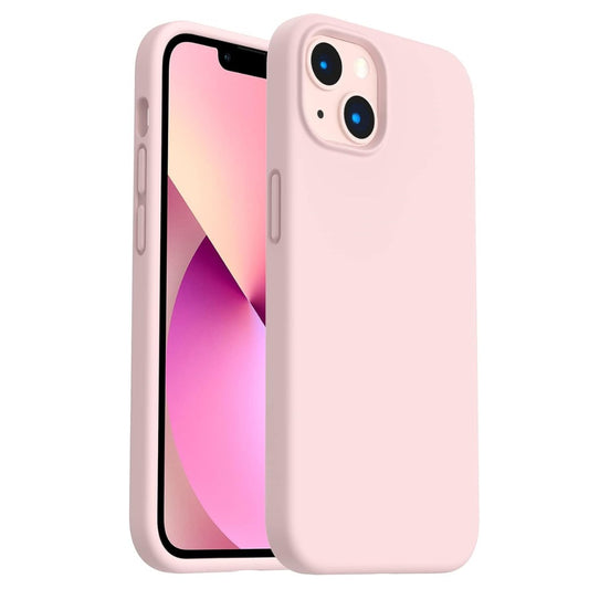 Shockproof Liquid Silicone Designed for iPhone 13 Case Gel Rubber Full Body Protection Anti-Shock Cover Case Drop Protection 6.1inch-Chalk pink
