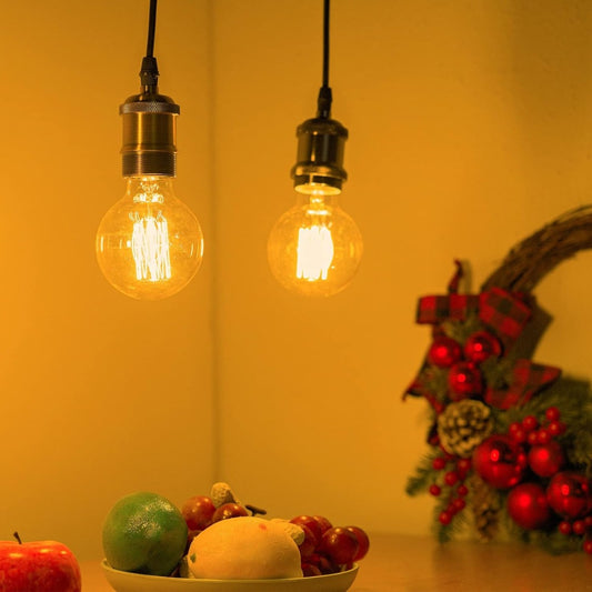 Vintage Edison Light Bulbs, Dimmable Screw Edison Bulbs Incandescent Light Bulb Globe Bulbs Retro Filament Lamp Warm Light 40w G80 E27 220V-4Pac