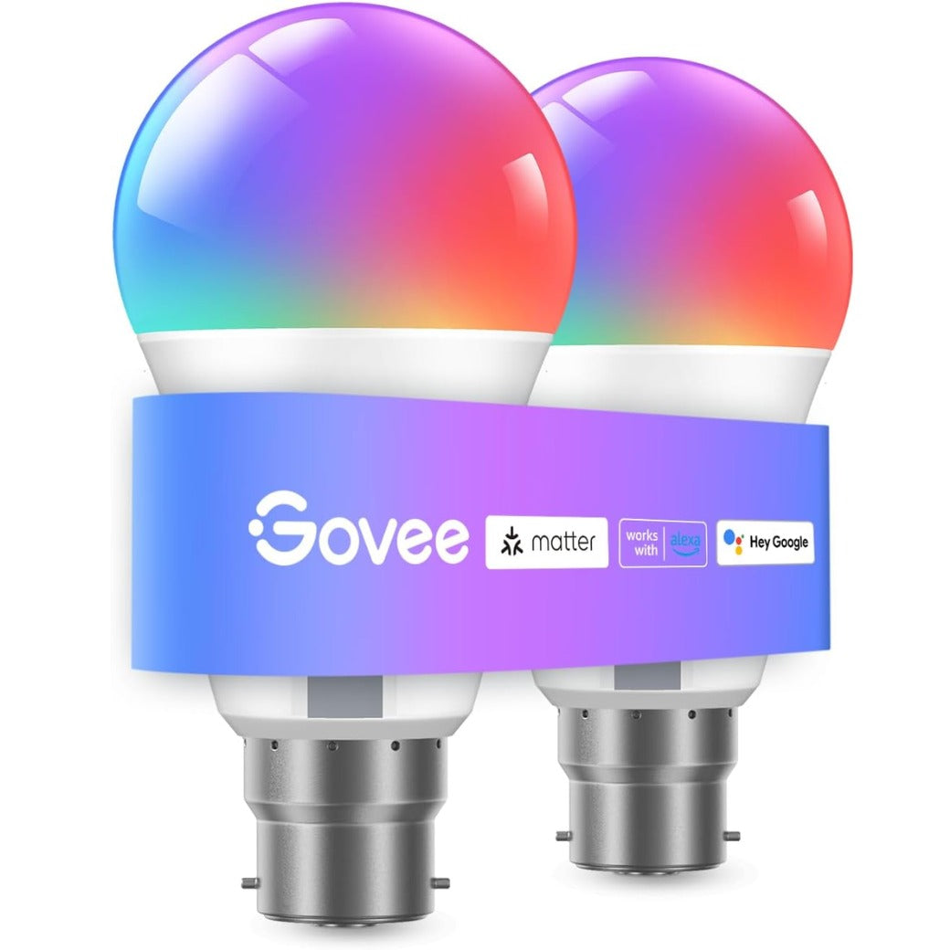 Govee RGBWW Smart Bulb, B22 Energy Saving WiFi Alexa Light Bulbs, 9W, 800LM, 16 Million Colors, 54 Scenes, Work with Alexa & Google Assistant, 2 Packs