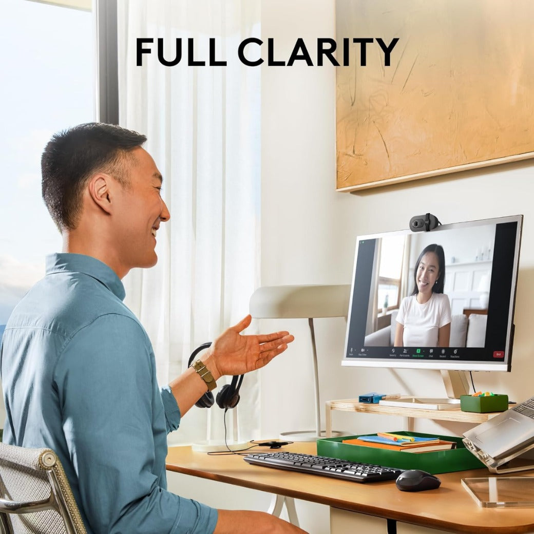 Logitech Brio 100 Full HD Webcam for Meetings and Streaming, Auto-Light Balance, Built-In Mic, Privacy Shutter, USB-A, for Microsoft Teams, Google Meet, Zoom and More - Graphite