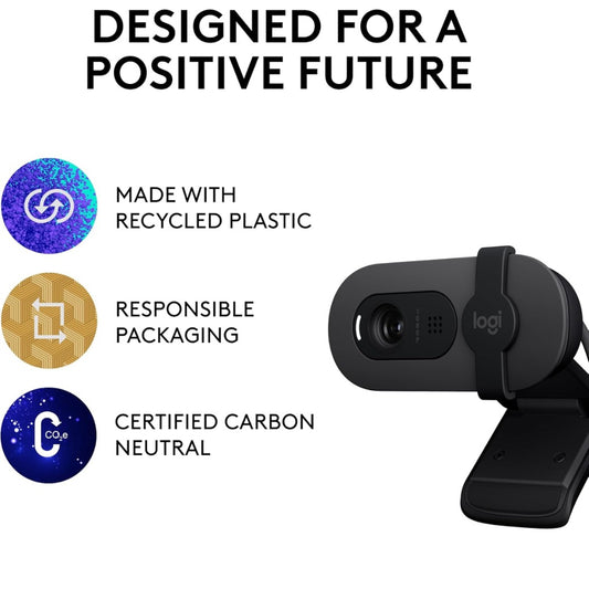 Logitech Brio 100 Full HD Webcam for Meetings and Streaming, Auto-Light Balance, Built-In Mic, Privacy Shutter, USB-A, for Microsoft Teams, Google Meet, Zoom and More - Graphite