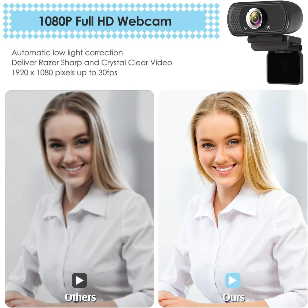 Webcam HD 1080p Web Camera, USB PC Computer Web cam with Microphone, Laptop Desktop Full HD Camera Video Webcam 110 Degree Widescreen, Pro Streaming Web cam fr Recording