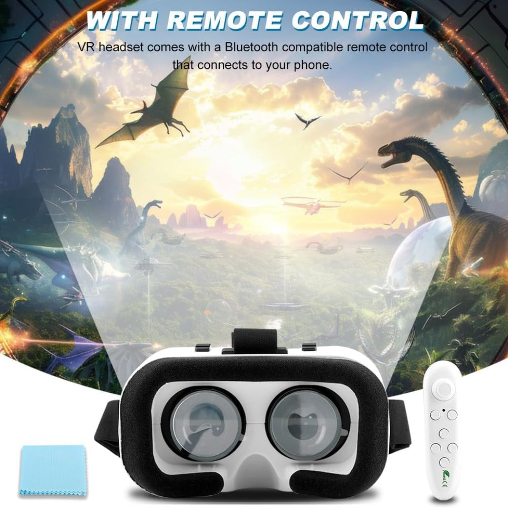V5 VR Headset for Phone 3D VR Glasses Virtual Reality Headsets with Bluetooth Controller 360°Panorama Adjustable Pupil Distance Eye Protection VR Goggles for Movies Games,4.7-6“ Screen
