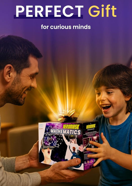 Heromask VR Headset + Maths Games (Boys&Girls 5-12) — Fun Gift to Practice Addition, Times Tables & More with Virtual Reality — Surprise kids with this Educational Toy