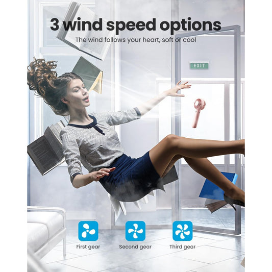 gaiatop Turbo Hand Held Fans with LED Torch Clasp Base, Portable Fans Mini Hand Fan, Travel Essentials Small Handheld Rechargeable Desk Fan for Home Office Outdoor Camp, Gifts for Women Men