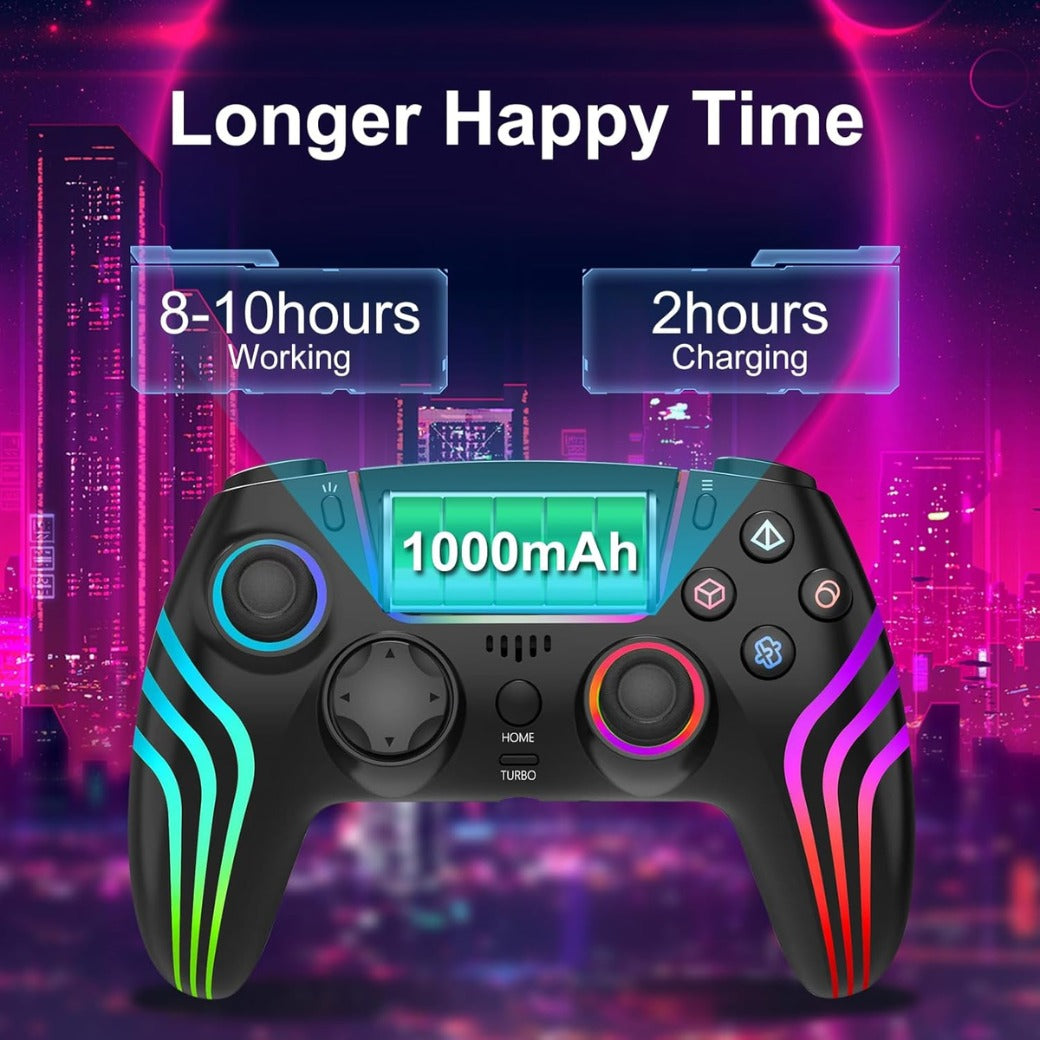 Wireless Controller for PS4 with LED Lighting, Remote Controller Compatible with PS4/PS4 Slim/PS4 Pro/PC,with Vibration&Turbo,6-Axis Motion,3.5mm Headphone Jack,Black