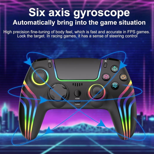 Wireless Controller for PS4 with LED Lighting, Remote Controller Compatible with PS4/PS4 Slim/PS4 Pro/PC,with Vibration&Turbo,6-Axis Motion,3.5mm Headphone Jack,Black