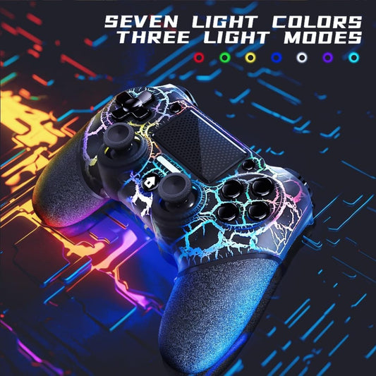 AceGamer Wireless Controller for PS4 Game Compatible with PS4/Pro/PC with Motion Motors and Audio Function,Mini LED Indicator,USB Cable and Anti-Slip (Black Crack)