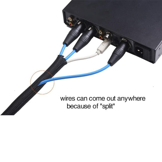 Alex Tech 10ft - 1/2 inch Cord Protector Wire Loom Tubing Cable Sleeve Split Sleeving for USB Power Cord Audio Video Cable – Protect Cat from Chewing Cords - Black