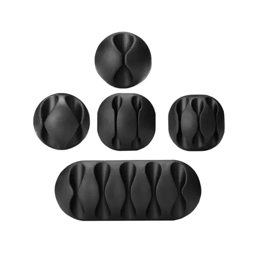 Boulton Cable Holder Clips – Pack of 5 | Cable Tidy Clips for Cables Management | Cord Organiser Clip Silicone Adhesive Wire Holder for Organizing Cables | Sticky Cord Organizer for Organising Wires