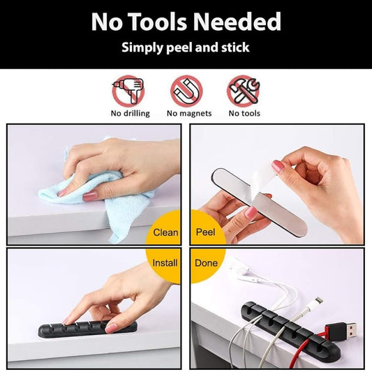 Boulton Cable Holder Clips – Pack of 5 | Cable Tidy Clips for Cables Management | Cord Organiser Clip Silicone Adhesive Wire Holder for Organizing Cables | Sticky Cord Organizer for Organising Wires