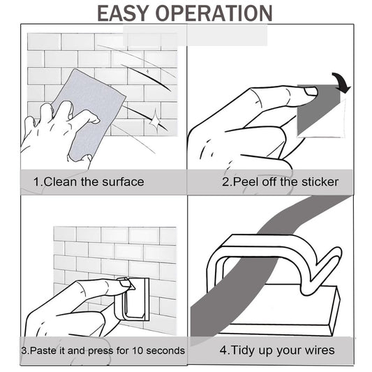 100PCS Self Adhesive Cable Clips, Sticky Wire Tidy Hooks, Adhesive Management Holder for Organiser Wall, Desk, Home and Office (Transparent, Small