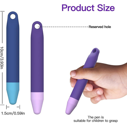 Kid-Friendly Pens for Touch Screens - 2 Pack of Purple and Blue Stylus Pens Compatible with Kindle, iPad, iPhone
